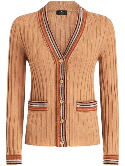 ETRO ribbed-knit V-neck cardigan - Brown - zdjęcie produktu nr 1