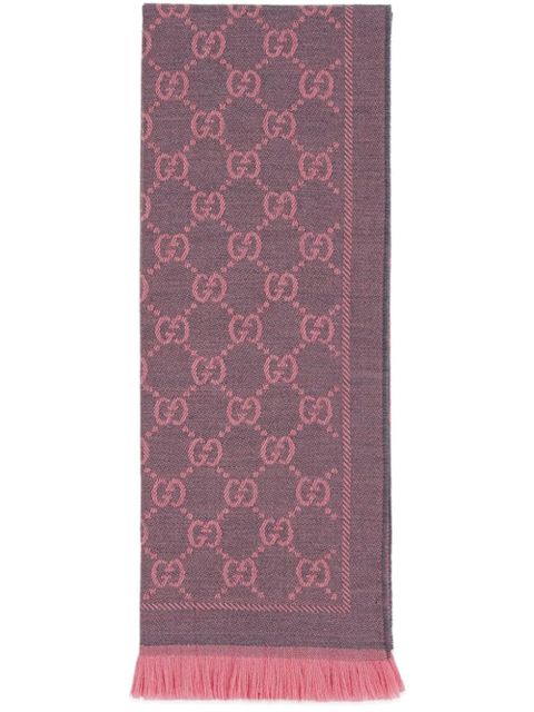 Gucci GG jacquard wool scarf - Pink