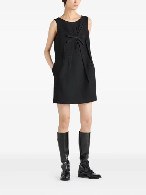 Prada bow-detail pleated mini dress - Black - zdjęcie produktu nr 2