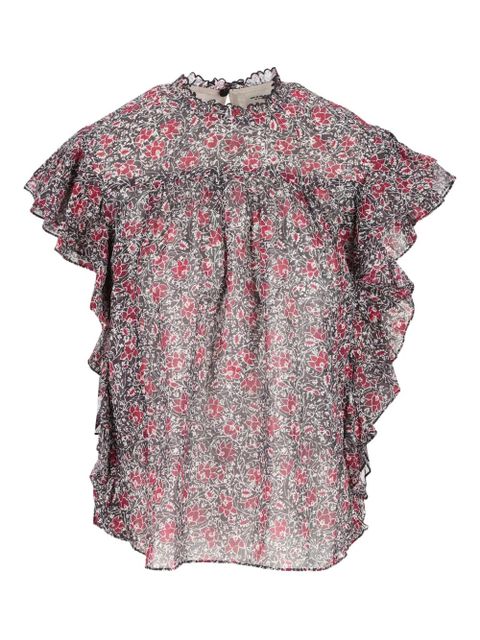 ISABEL MARANT ruffled floral-print top - Black - zdjęcie produktu nr 1