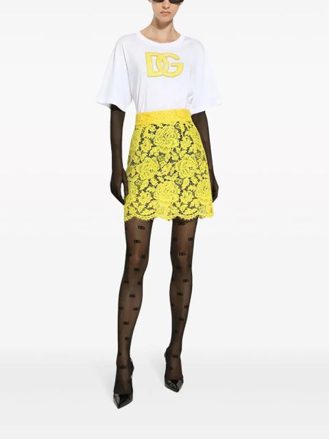 Dolce & Gabbana floral lace miniskirt - Yellow