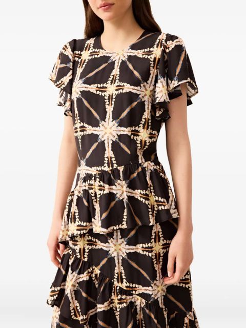 Marie Oliver Quinby ruffled tiered midi dress - Black