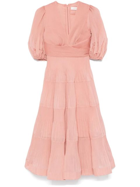 ZIMMERMANN pleated midi dress - Pink - zdjęcie produktu nr 1