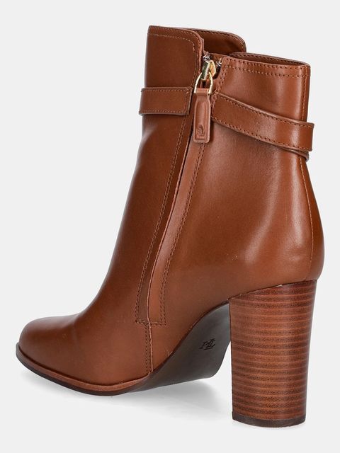 Lauren Ralph Lauren botki skórzane Brke Bt Hl 2 damskie kolor brązowy na słupku 802974475001