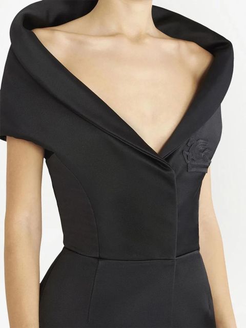 ETRO Pegaso-appliqué V-neck dress - Black