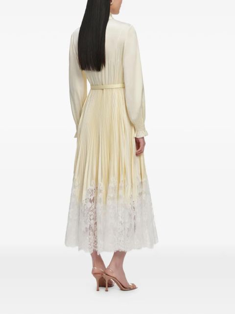 Self-Portrait bow-detaiil pleated midi dress - Neutrals - zdjęcie produktu nr 2