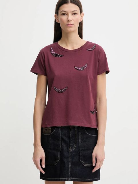 ZADIG&VOLTAIRE t-shirt bawełniany damski kolor bordowy JWTS02821 - zdjęcie produktu nr 1