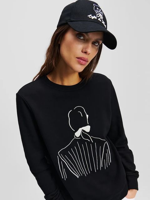 Karl Lagerfeld czapka z daszkiem bawełniana kolor czarny z aplikacją A2W33047