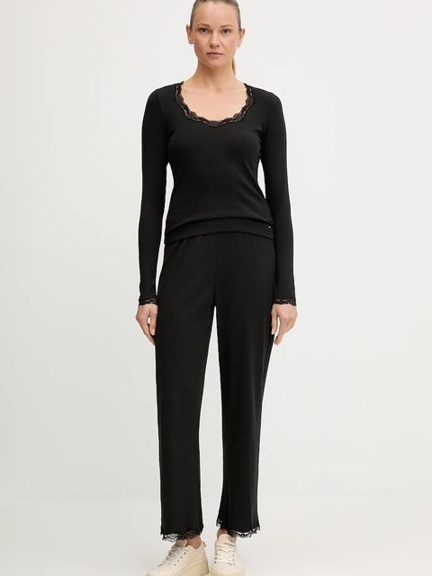 Tommy Hilfiger longsleeve piżamowy kolor czarny UW0UW06071 - zdjęcie produktu nr 2