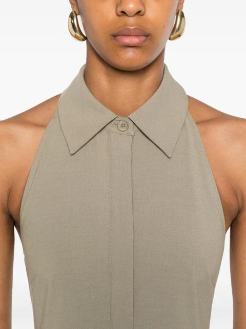 Self-Portrait belted halterneck dress - Neutrals