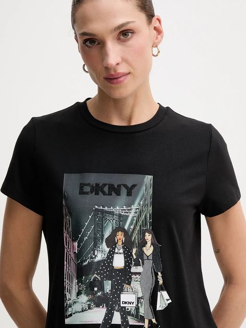 Dkny t-shirt KNIT TOPS damski kolor czarny P5MOHWNA