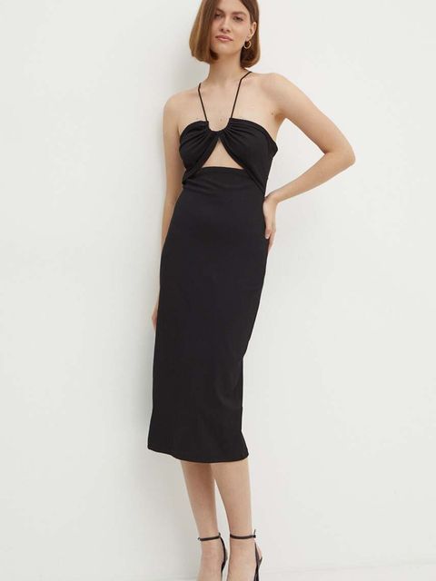 Calvin Klein Jeans sukienka kolor czarny midi prosta J20J223514