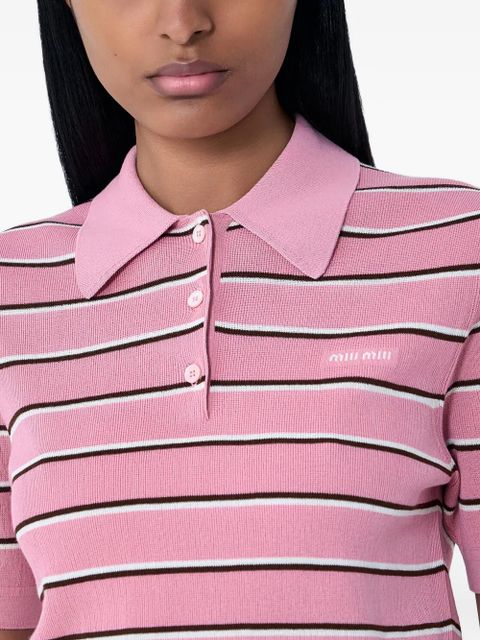 Miu Miu striped logo polo shirt - Pink