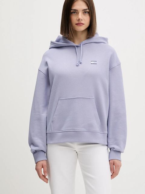 Tommy Jeans bluza bawełniana damska kolor fioletowy z kapturem z aplikacją DW0DW19414 - zdjęcie produktu nr 1