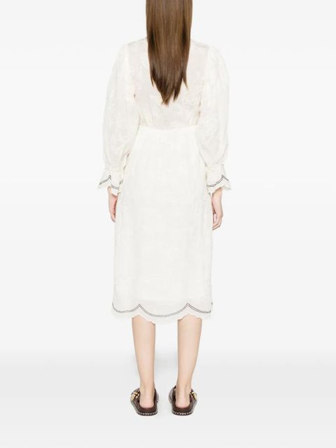 Ba&Sh Robe Prisco lace trim midi dress - White