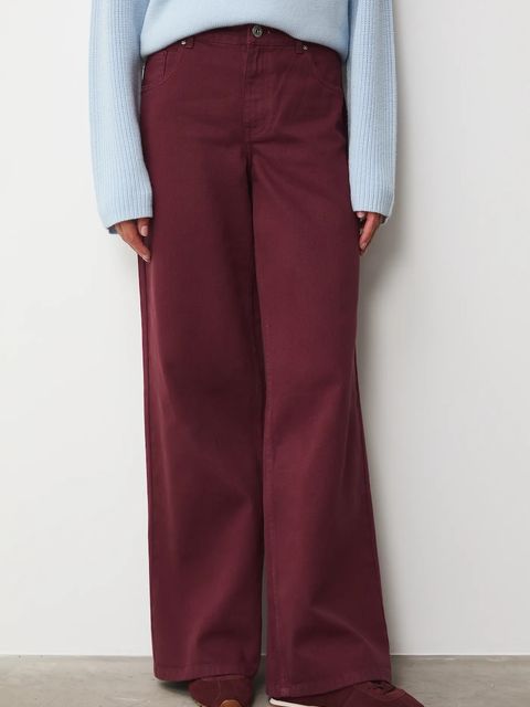 Medicine jeansy bawełniane damskie kolor bordowy