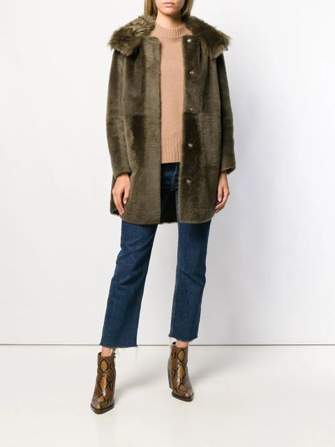 Yves Salomon hooded shearling coat - Green - zdjęcie produktu nr 2