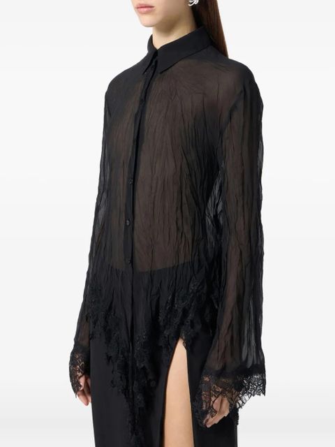 Blumarine sheer lace-detail shirt - Black