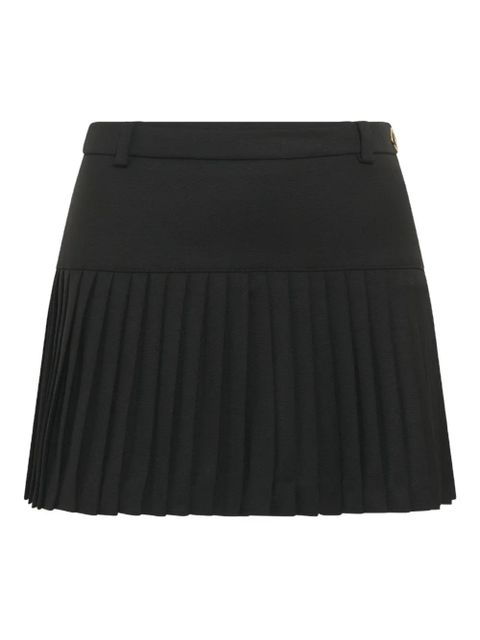 Marine Serre pleated twill mini skirt - Black