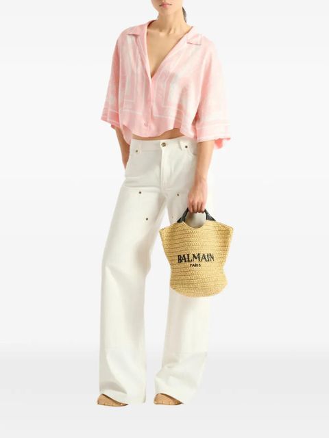 Balmain mini crochet tote bag - Neutrals