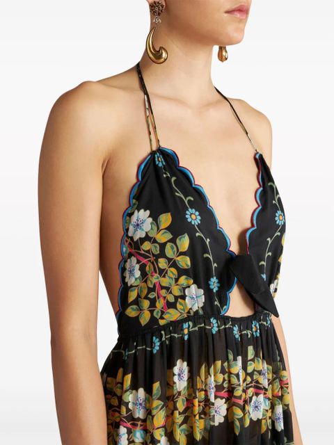 ETRO open back floral cotton maxi dress - Black