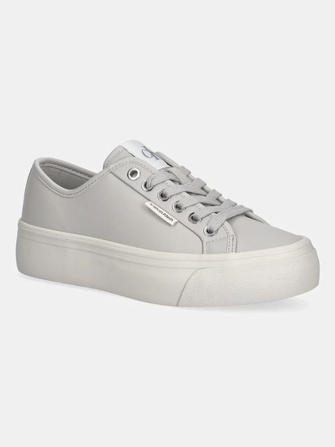 Calvin Klein sneakersy VULC FLATF LACE UP LTH CK kolor szary YW0YW01932 - zdjęcie produktu nr 1