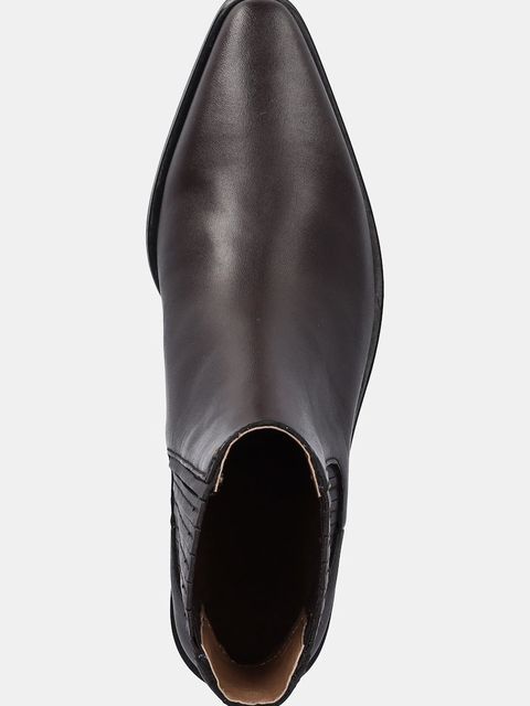 BOSS botki skórzane Niara damskie kolor fioletowy na słupku 50558640