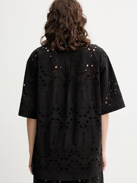 Gestuz koszula bawełniana damska kolor czarny relaxed z kołnierzykiem klasycznym 10910509