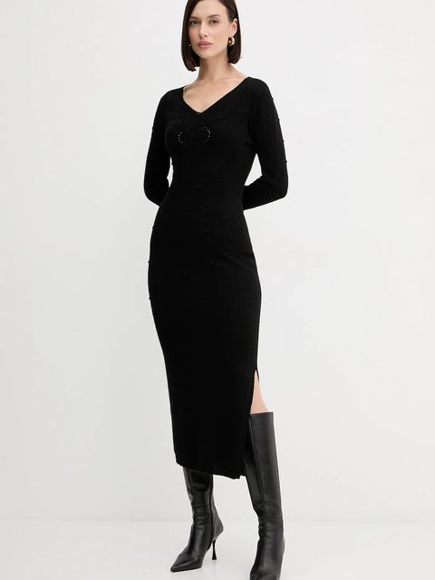 Twinset sukienka z wełną kolor czarny maxi prosta 252TP3330 - zdjęcie produktu nr 2