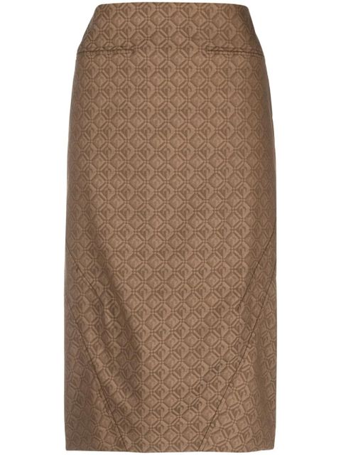 Marine Serre Regenerated Moon Diamant jacquard midi skirt - Brown - zdjęcie produktu nr 1