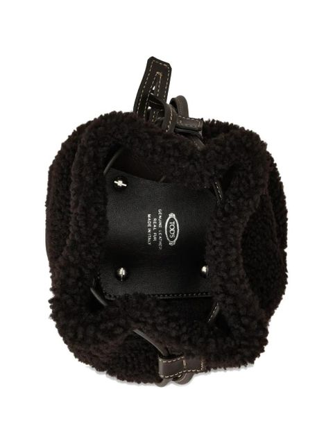 Tod's micro shearling bucket bag - Brown
