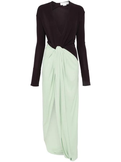 Victoria Beckham knot-detail jersey gown - Green - zdjęcie produktu nr 1