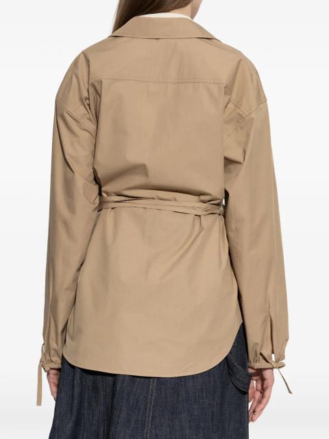 Moncler tie waist logo jacket - Neutrals