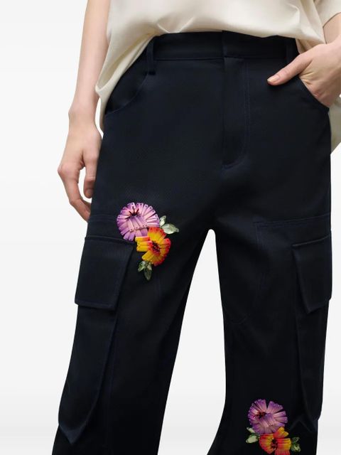AREA embroidered-flower cargo trousers - Blue