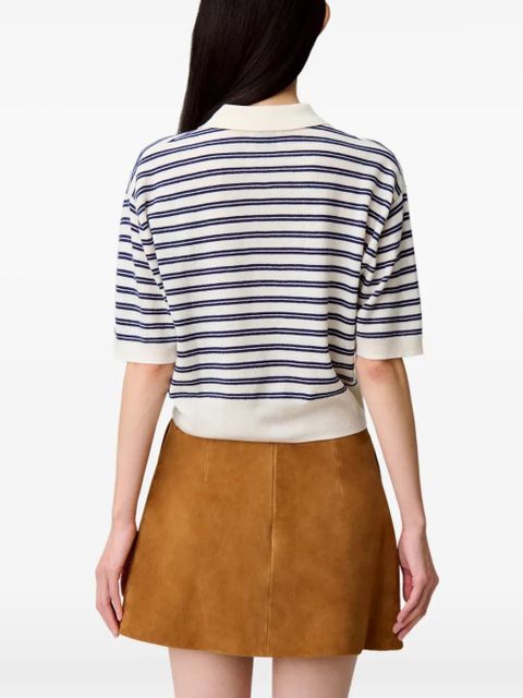 Claudie Pierlot striped embroidered-logo polo top - Neutrals
