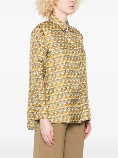 Max Mara printed button-down silk shirt - Yellow