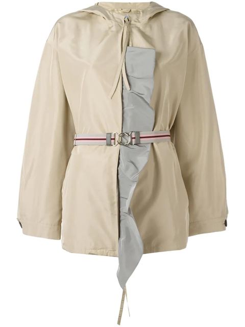 Prada hooded belted jacket - Neutrals - zdjęcie produktu nr 1