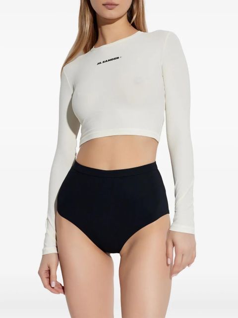 Jil Sander logo-print bikini top - White