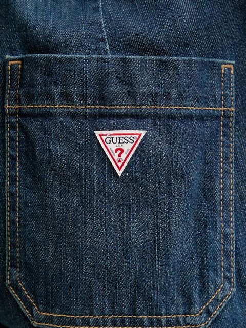 Guess Jeans kombinezon jeansowy kolor niebieski z kołnierzykiemm W5BD97 D0026
