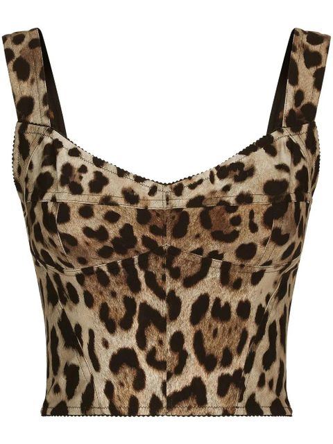 Dolce & Gabbana KIM DOLCE&GABBANA leopard-print corset top - Neutrals - zdjęcie produktu nr 1