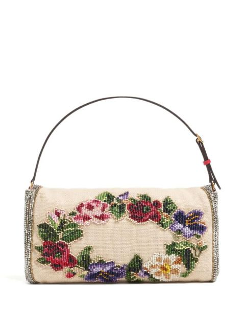 Valentino Garavani small Vain Soft embroidered shoulder bag - Neutrals