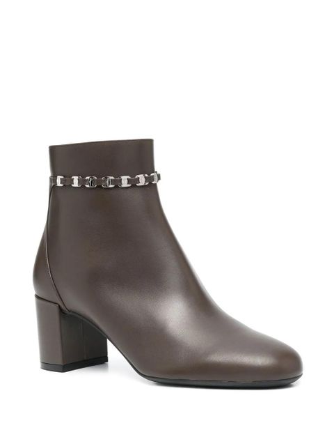 Ferragamo chain-link leather ankle boots - Brown - zdjęcie produktu nr 2