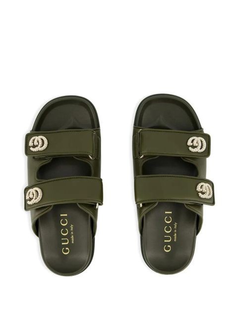 Gucci double-buckle embellished sandals - Green