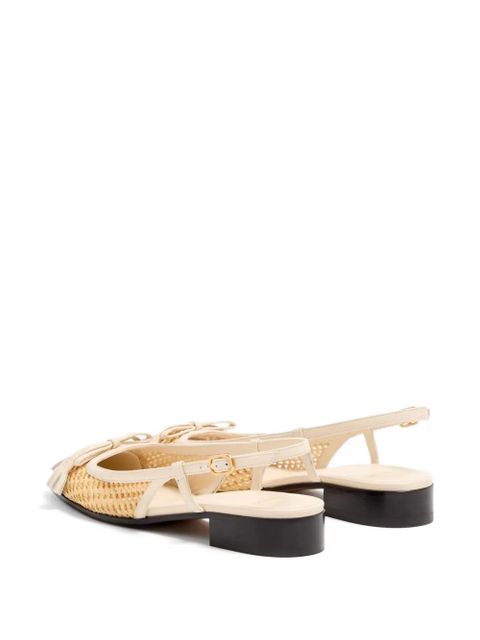 Valentino Garavani Valet Du Roi slingback ballerinas in raffia and kidskin 25mm - Neutrals