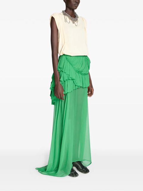 DRIES VAN NOTEN ruffled silk skirt - Green
