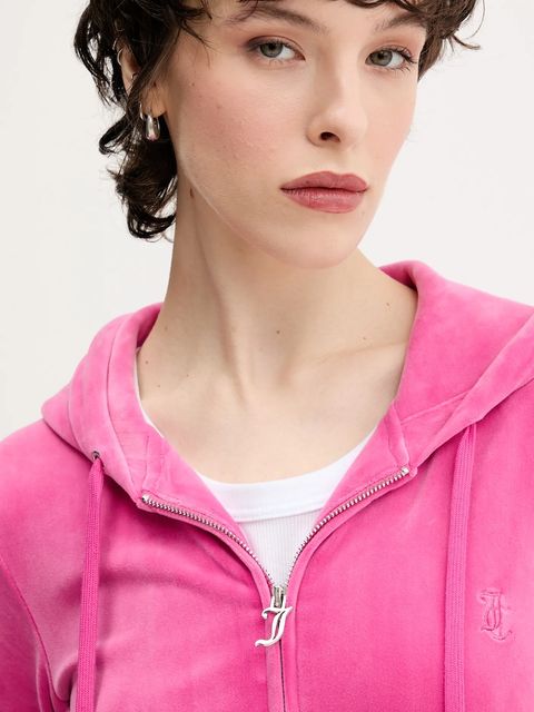 Juicy Couture bluza damska kolor różowy z kapturem gładka JCAP176