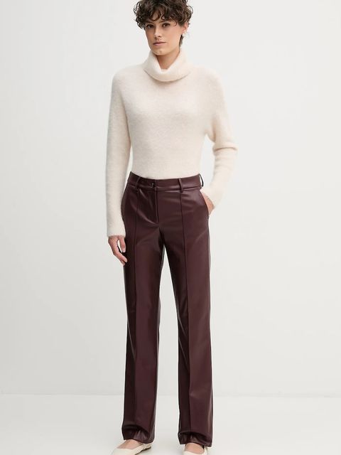 Sandro Ferrone spodnie damskie kolor bordowy dzwony high waist S15YBFDENISE