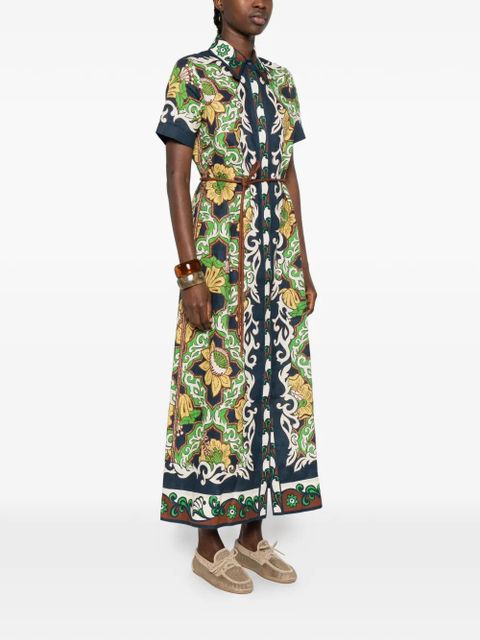 ALEMAIS Liana floral-print shirt midi dress - Blue