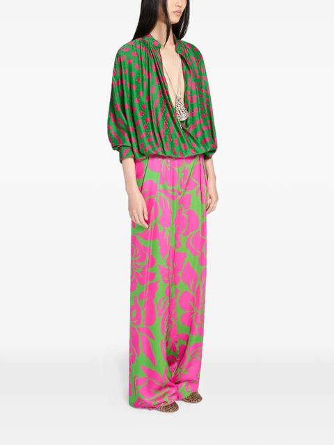 DRIES VAN NOTEN belted satin trousers - Pink