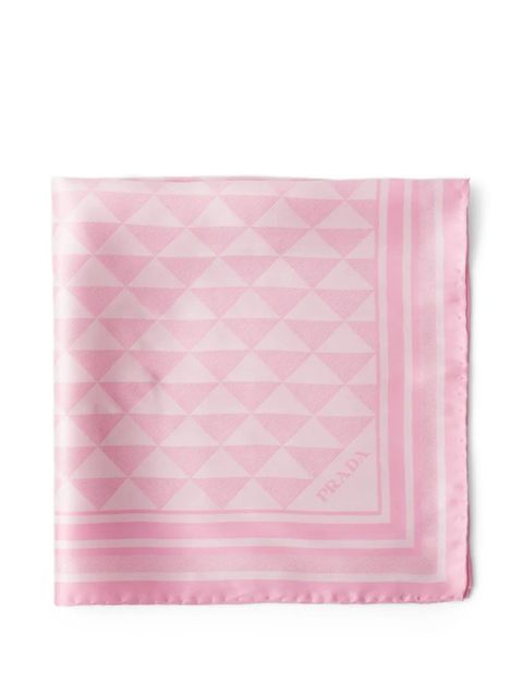 Prada jacquard silk scarf 55x55 - Pink - zdjęcie produktu nr 1